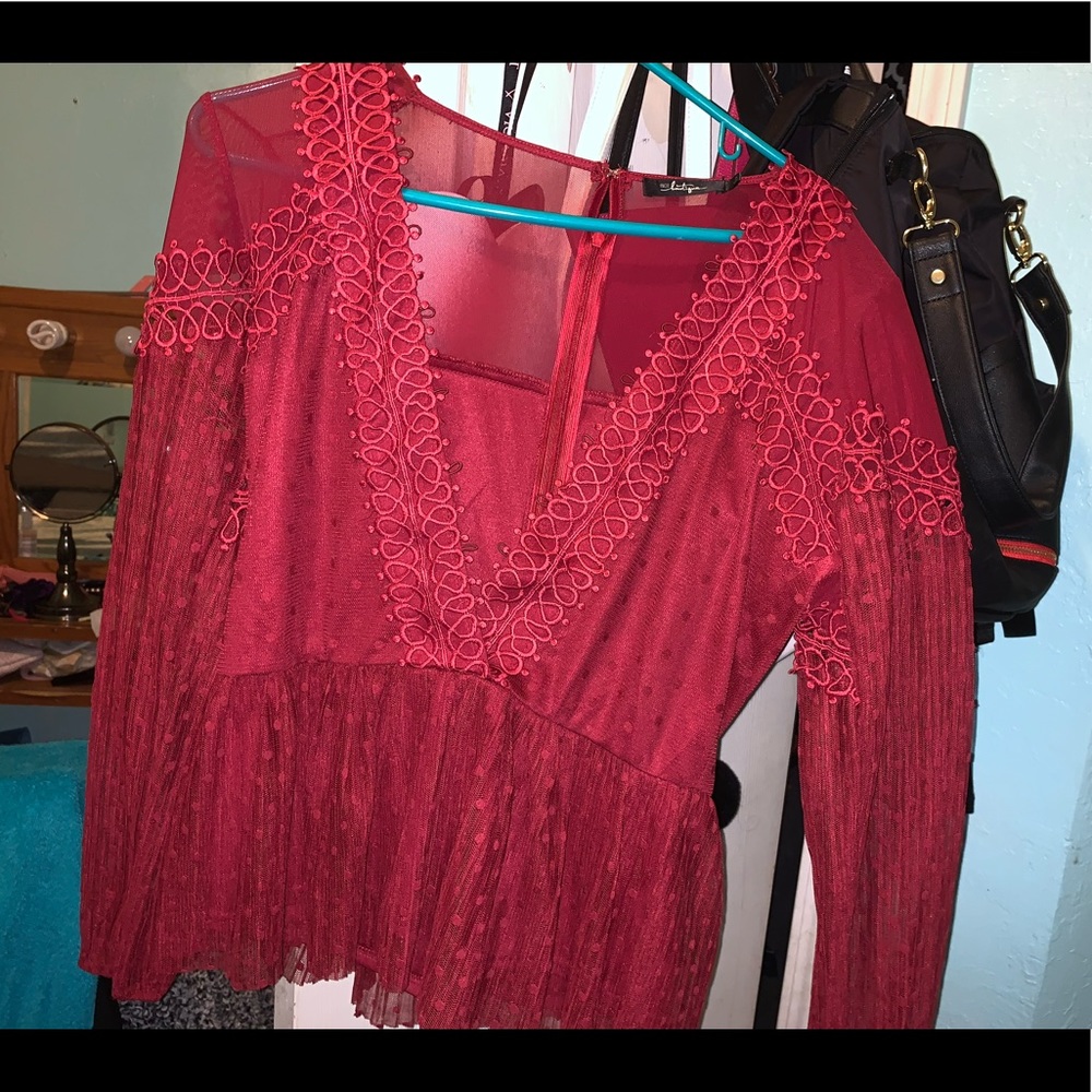 Red see through blouse